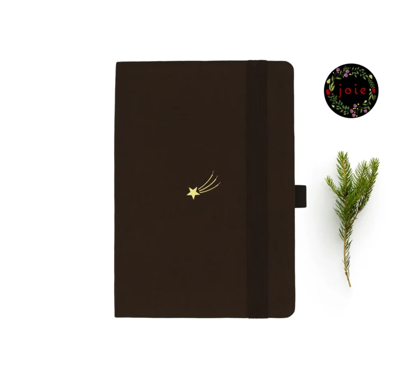 Falling Star Dot Grid Notebook with fabric cover and flower illustration