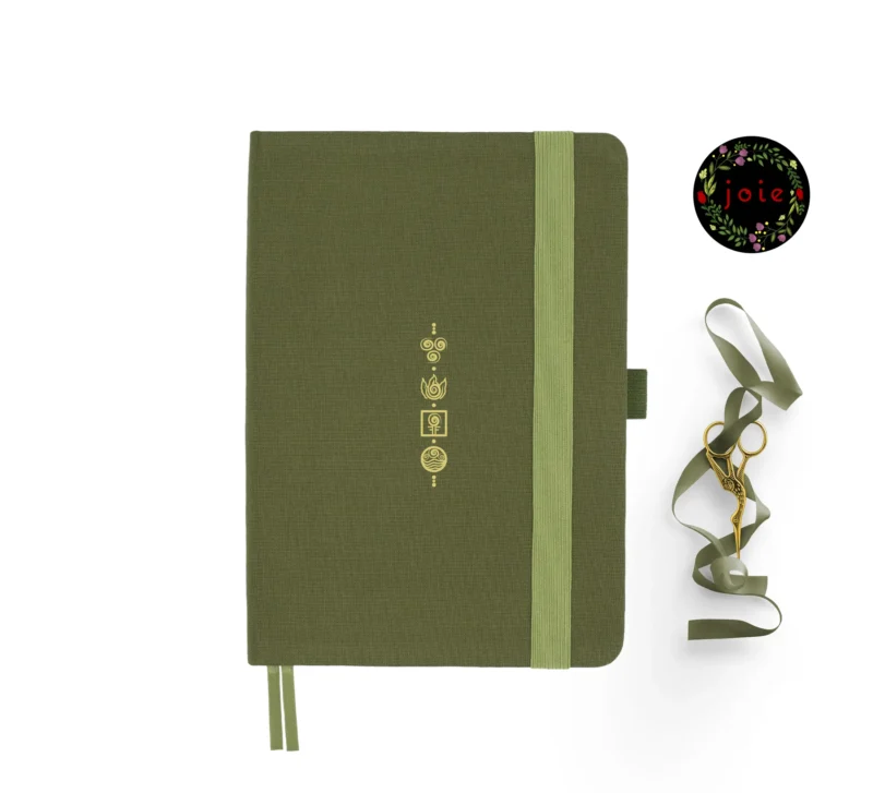 A5 dot grid notebook with an earth elements design on the cover