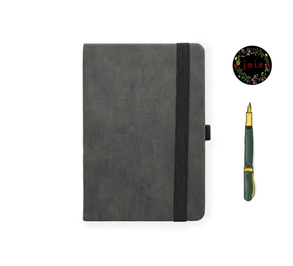 A5 Gray Leather Dot Grid Notebook