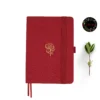 A5 dot grid notebook with peony illustration on red cover
