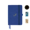 A5 dot grid notebook with Saturn illustration on blue cover