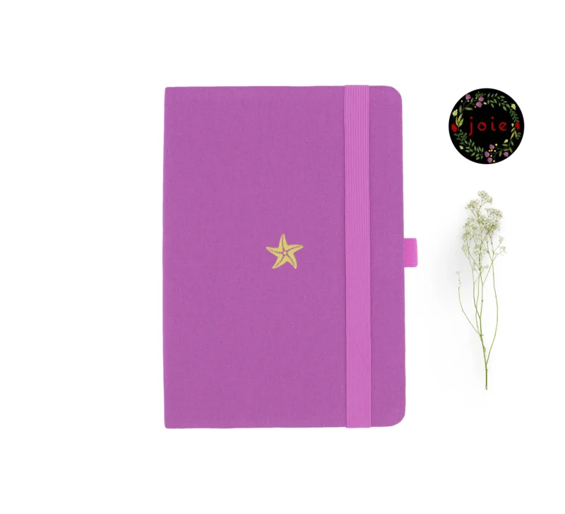 A5 dot grid notebook with starfish design and elastic band